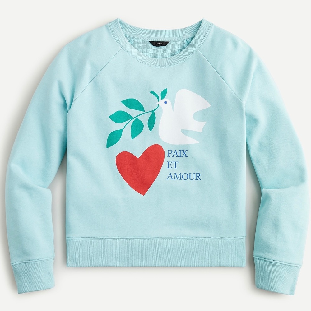 J.Crew Dove Heart Cotton Terry Sweatshirt